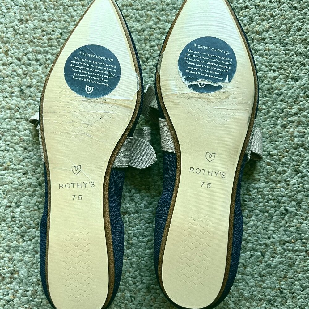 Rothy's The Point Mary Jane Flats Size 7.5 Navy Blue NWT Sustainable - Picture 5 of 6